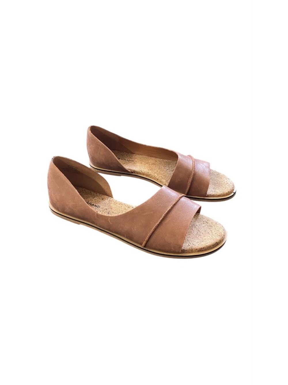 Lucky Brand Fentin 2 Flat Leather Sandals Latte Brown Size 9 Spring Neutral Boho - Picture 3 of 12